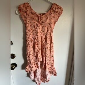 Art Class Pink Floral Ruffle High-Low Romper